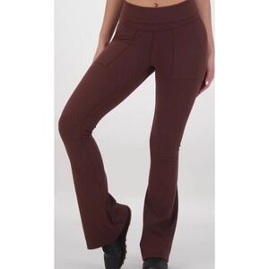 NWT OFFLINE by Aerie Ribbed Foldover Low Rise Flare Leggings Burgundy L SHORT